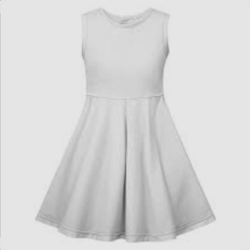 Girls' White Sleeveless Fit & Flare Dress